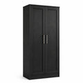 Armadio a Due Ante in Legno MDF Nero con Mensole