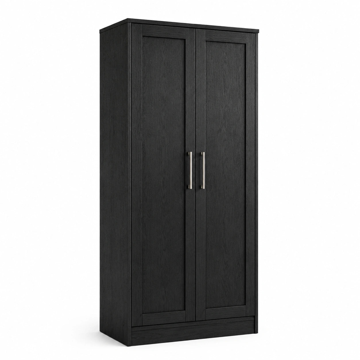 Armadio a Due Ante in Legno MDF Nero con Mensole