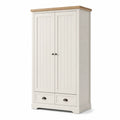 Armadio Bianco con Due Ante e Cassetti, Top in Rovere