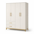 Armadio in legno con maniglie e base dorate 180x120x50 cm