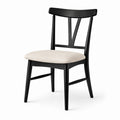 Sedia in legno con seduta in tessuto poliestere nero e beige