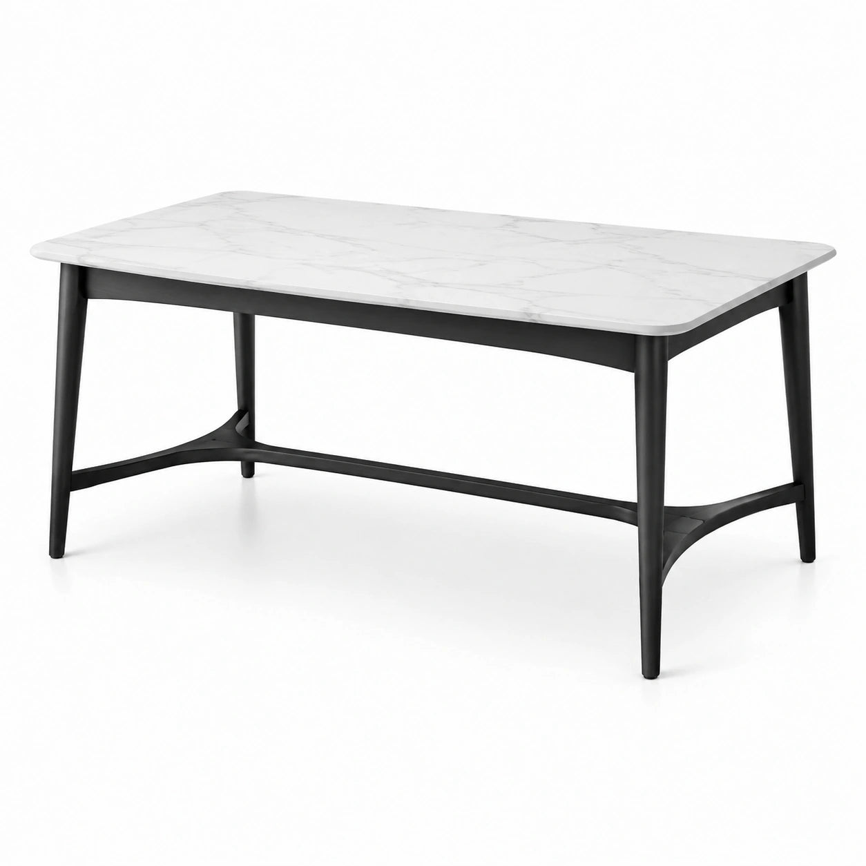 Tavolo da pranzo rettangolare in marmo e metallo nero 180x90 cm