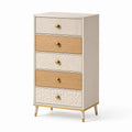 Cassettiera alta con 5 cassetti in legno MDF e quercia