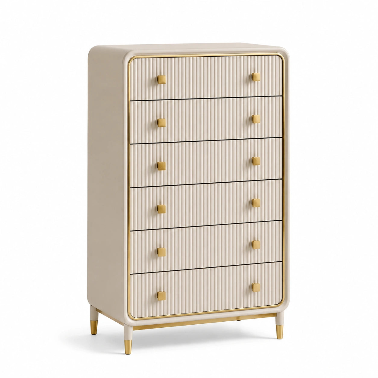Cassettiera in legno con dettagli dorati