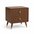 Comodino in legno con maniglie in ottone marrone