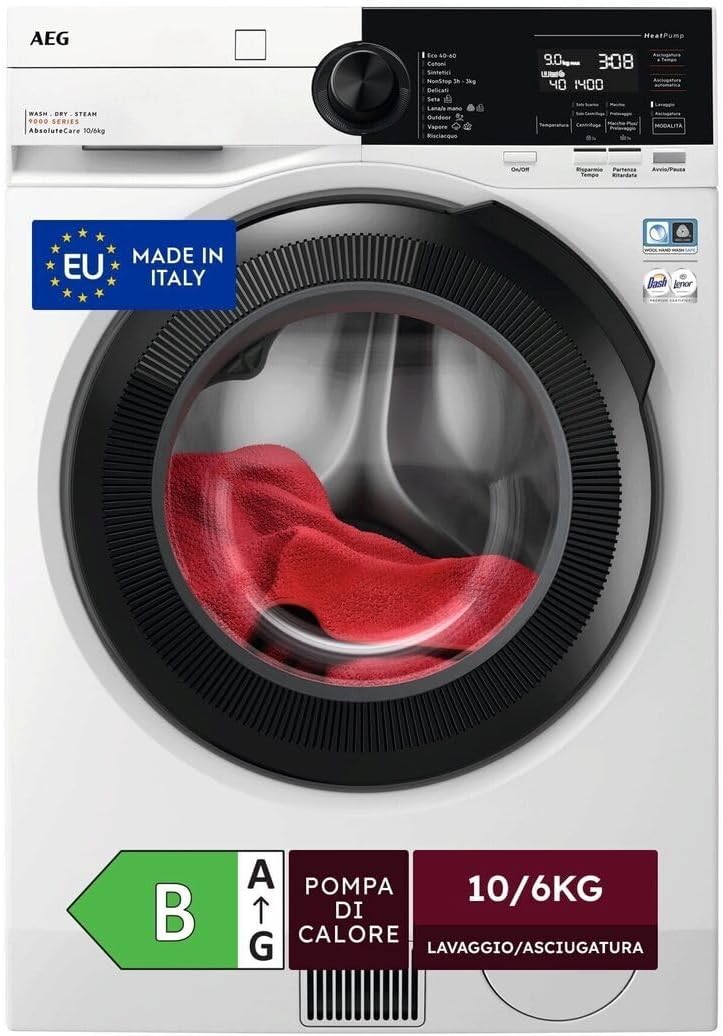 AEG LWR9E106AB lavatrice, Lavasciuga Carica Frontale 10/6 kg Serie 9000 ProSteam, Capacità di 10 kg