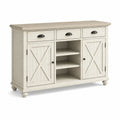 Credenza in legno di pino con ante e cassetti, bianca 152x84x40cm
