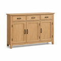 Credenza in legno di rovere con 3 ante e 3 cassetti, maniglie in metallo