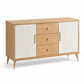 Credenza in Legno con Ante Bianche e Maniglie Dorate 120x40x75 cm
