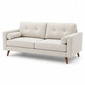 Divano a 3 posti in tessuto beige con gambe in legno