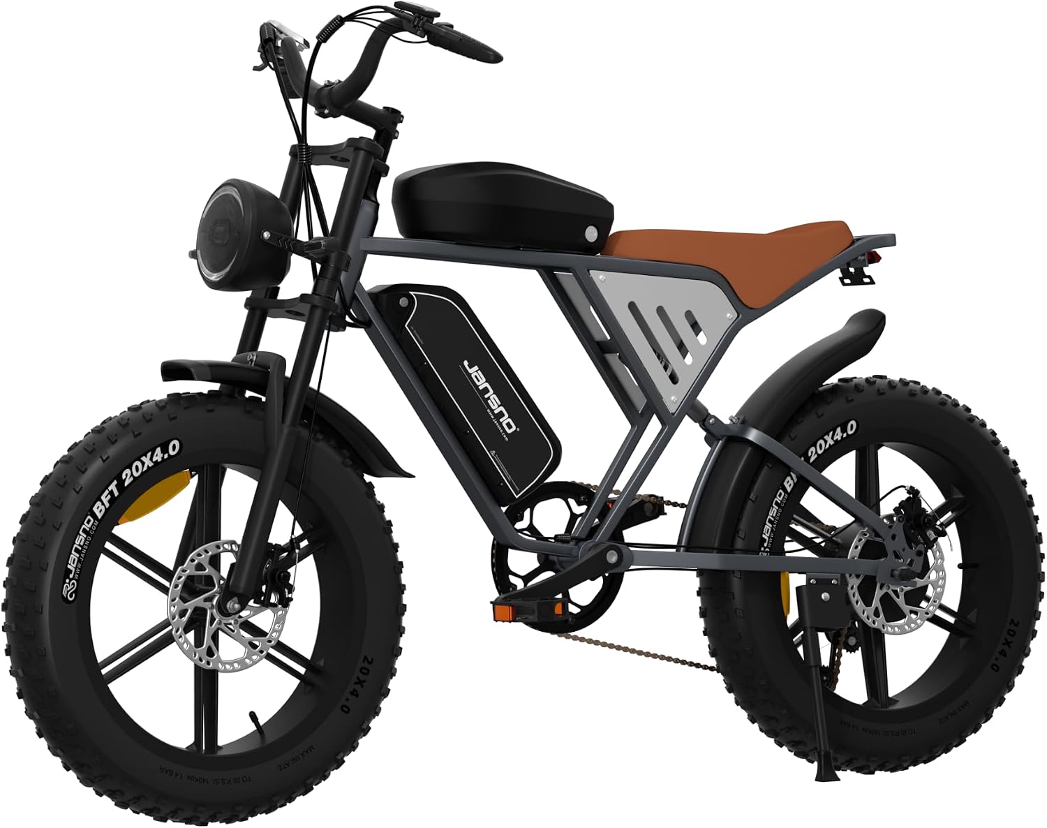 Bicicletta elettrica JANSNO, Elettrica 20' x 4.0 Fat Tire, 7 Velocità Bici Elettrica, Freni a Disco Meccanici Anteriori e Posteriori, Batteria