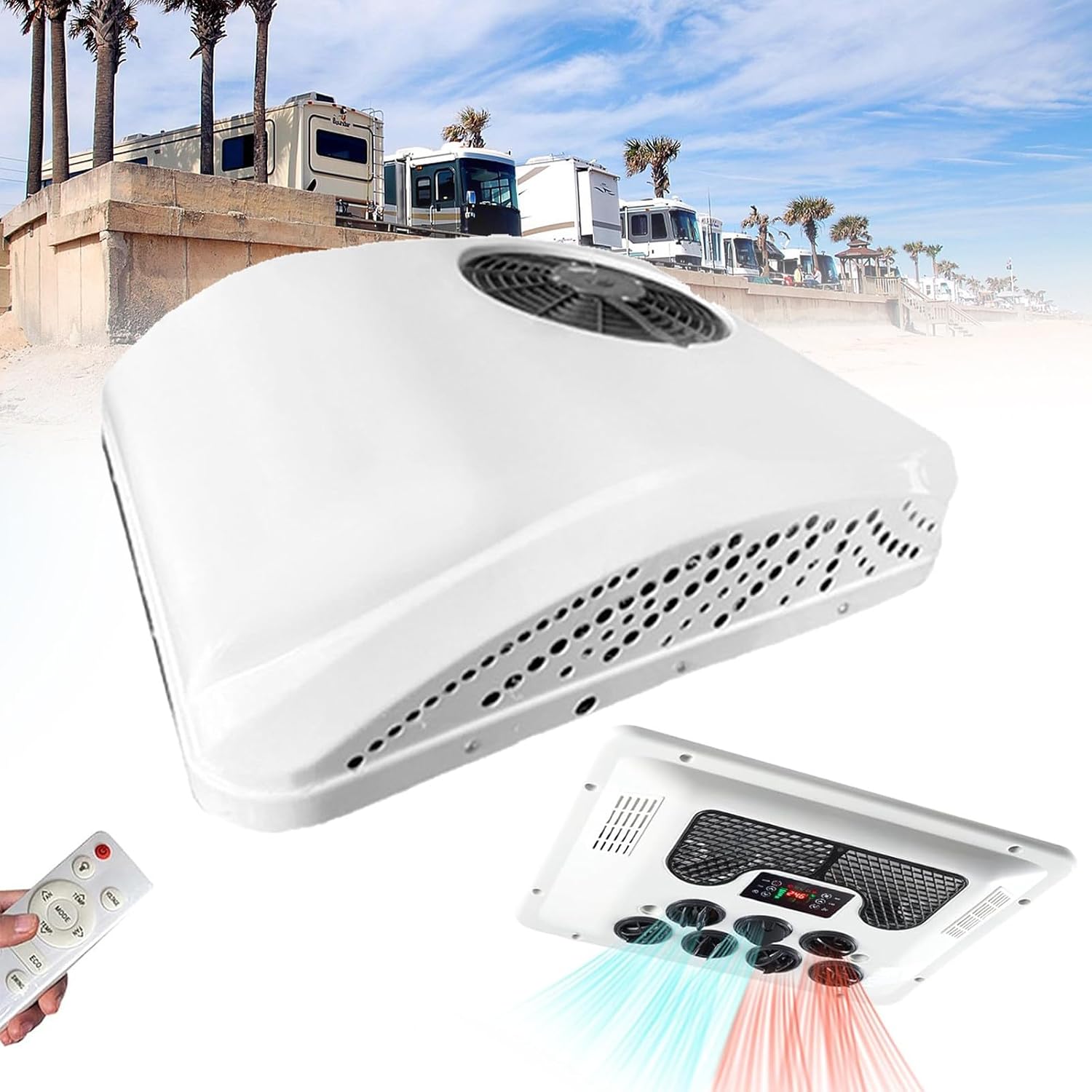 Climatizzatore Cplsntaeam, elettrico 12 V/24 V/48 V/220 V/115 V, AC silenzioso, unità CA RV, condizionatore d'aria del camper per il veicolo del