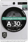 CANDY A-30 411BL9-S lavatrice, 500 Lavatrice 11 kg, Libera Installazione, Carica Frontale, Classe A-30%, 1400 Giri, 16 Programmi, Connessa