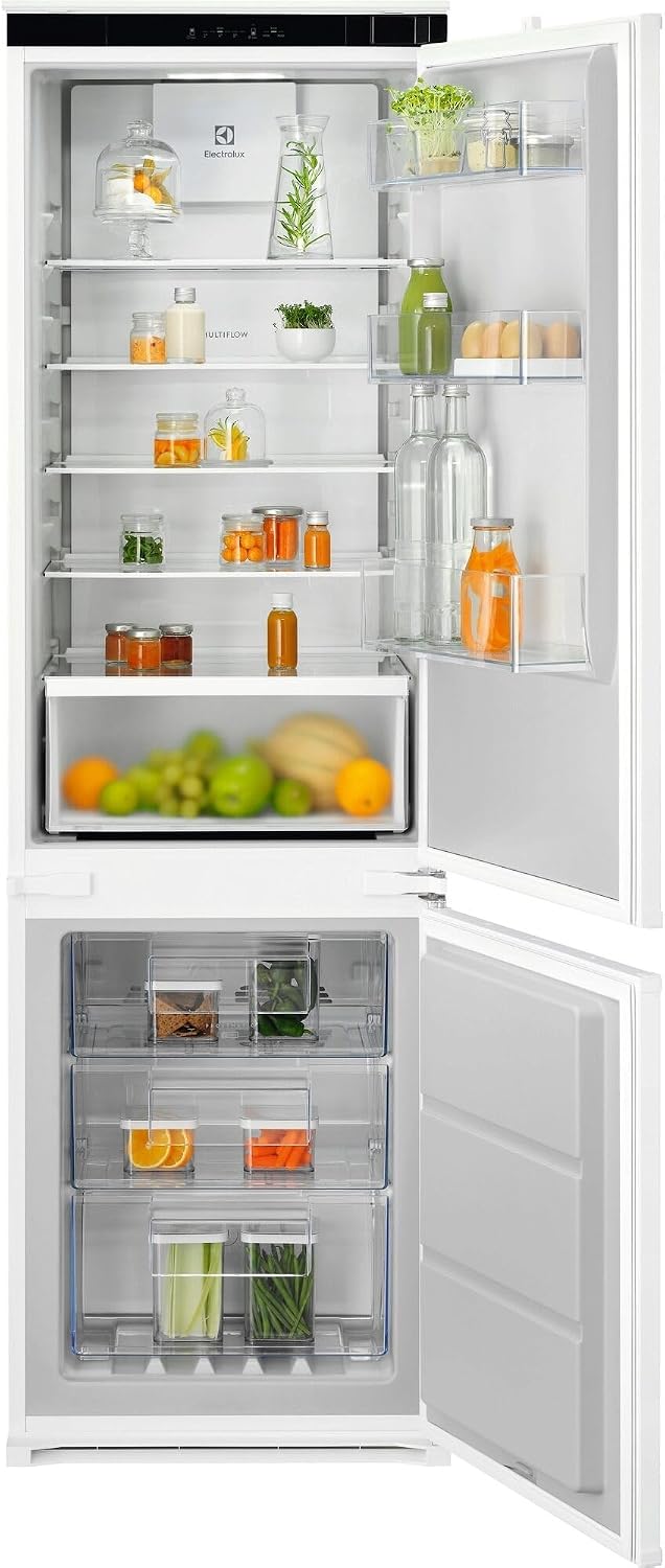 Electrolux LNT6ME18S0 frigorifero combinato, TwinTech Total No Frost, MultiFlow, Compressore Inverter Silenzioso, 1780x560x550, Allarme Porta
