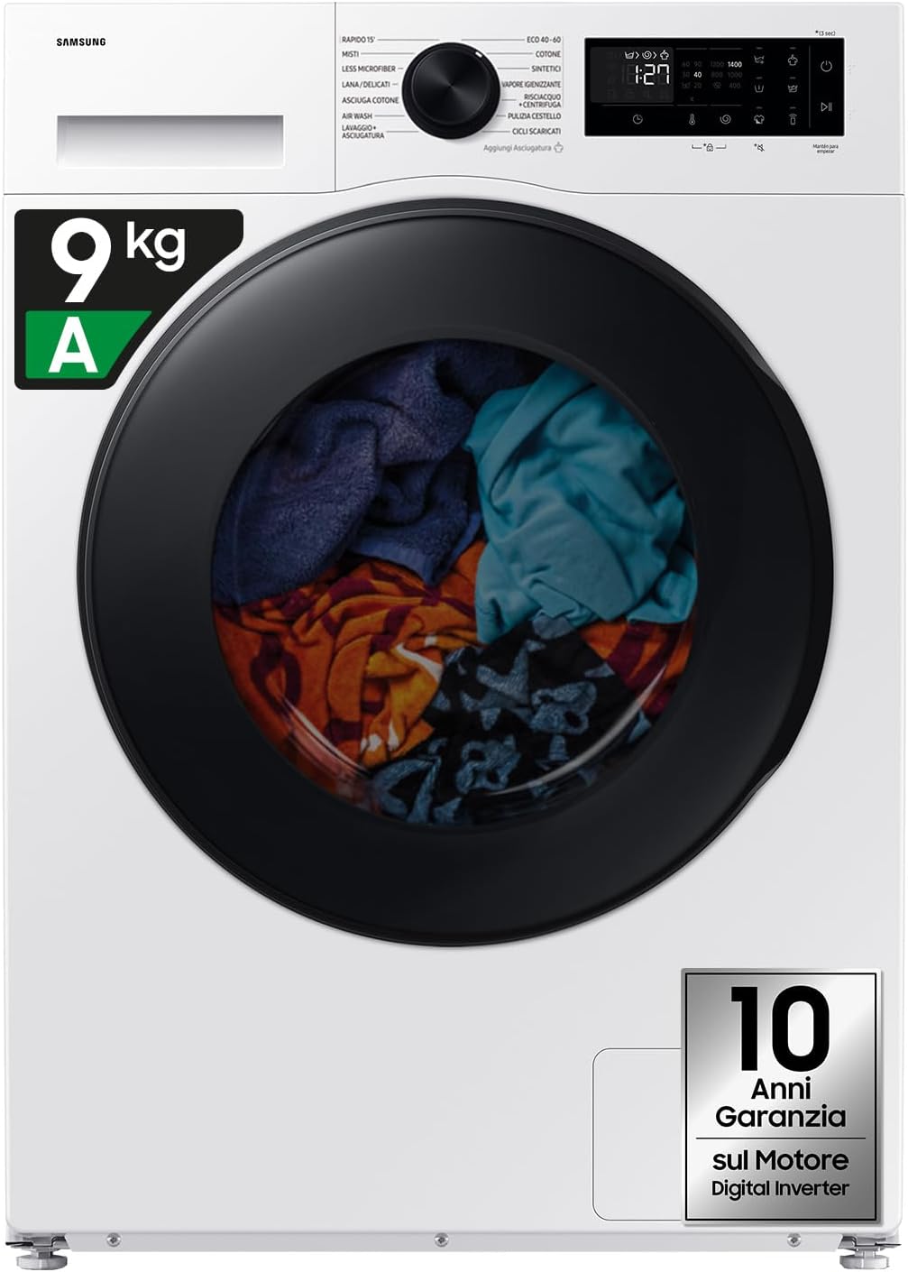 Samsung WD90DG5B15BEET 85H lavasciuga, AI Ecobubble, Vapore Igienizzante, AI Energy Mode, Carica Frontale, 60L x 85H x 60P cm