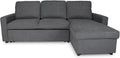Divano SAMIRA, con contenitore, con chaise longue grigio scuro mod. Kennedy