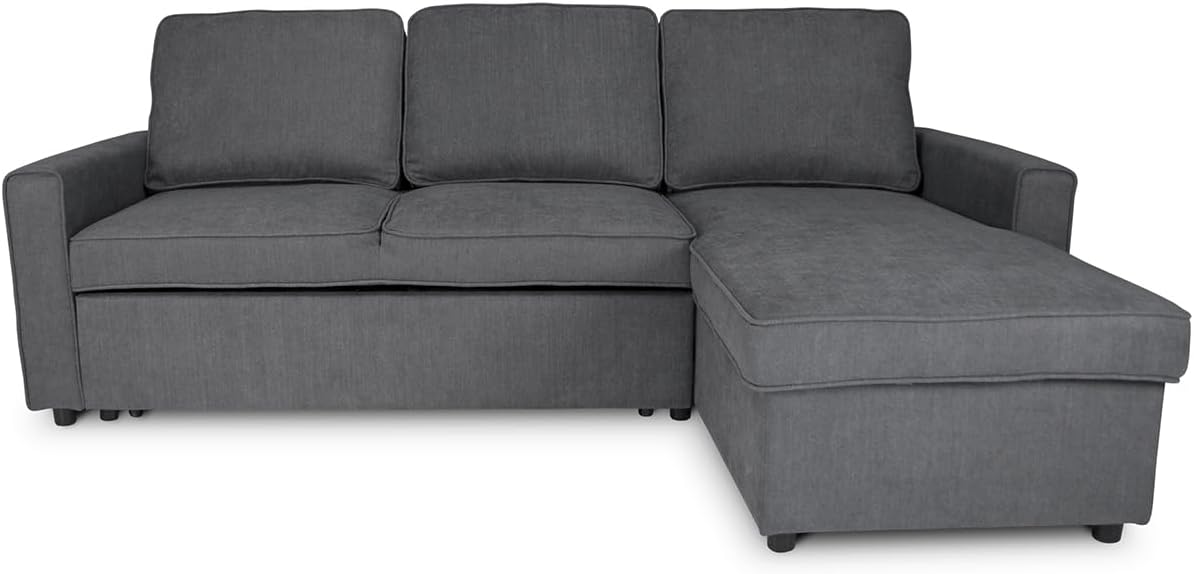 Divano SAMIRA, con contenitore, con chaise longue grigio scuro mod. Kennedy