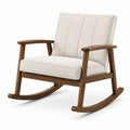 Sedia a dondolo in legno e tessuto beige