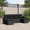 Divano Gecheer -PL764, da Giardino, Terrazzo, Veranda 6 pz con Cuscini Nero in Polyrattan-PL764