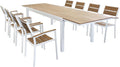 Tavolo MilaniHome, Allungabile Rettangolare 200/300 X 100 con 8 Poltrone in Alluminio Bianco E Polywood da Esterno
