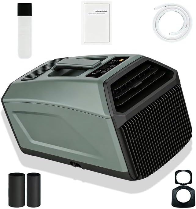 Condizionatore portatile Efficieran, Portatile per Campeggio Tenda, 5000 BTU Condizionatore Mobile Doppio Tubo, 400 W Basso Consumo per Van Life