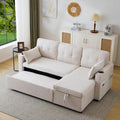 Divano Lubvtti, con funzione letto, con spazio contenitore e portabicchieri, letto per soggiorno, chaise longue sinistra e destra intercambiabili