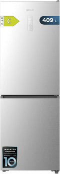 Cecotec frigorifero combinato, 409L Total No Frost Bolero CoolMarket Combi 409 Inox C. Altezza 185 cm, MAX INSIDE con VIP Tech, Compressore