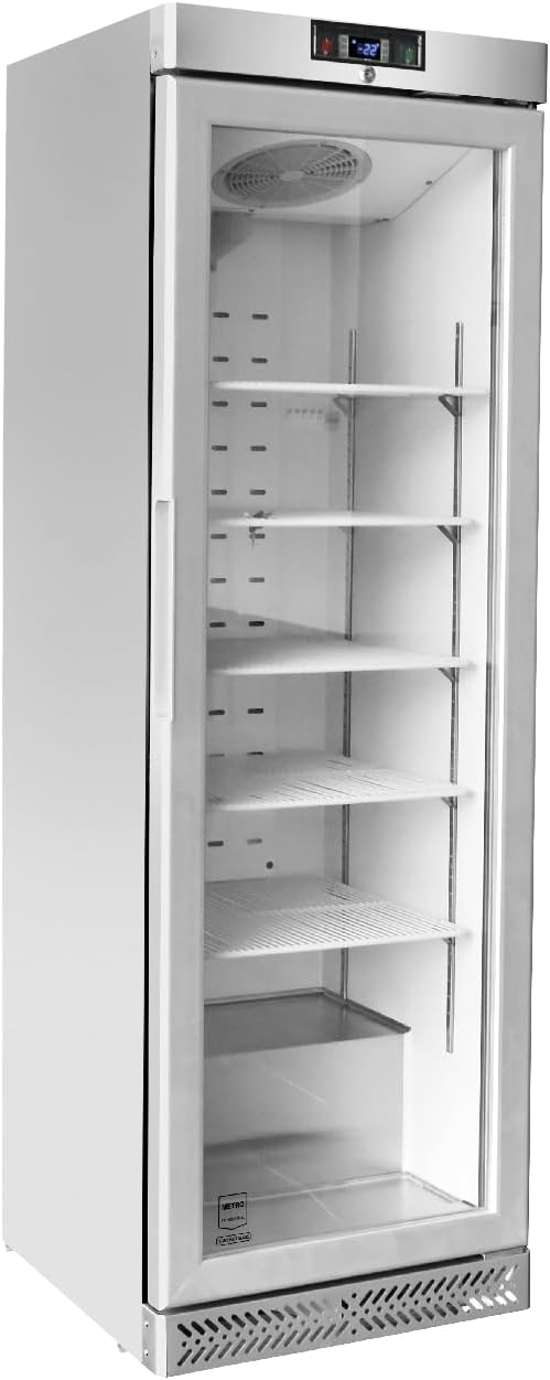 Congelatore verticale METRO Professional GSC240N, acciaio inox/vetro, 59.5 x 64 x 188.5 cm, raffreddamento ad aria, con serratura