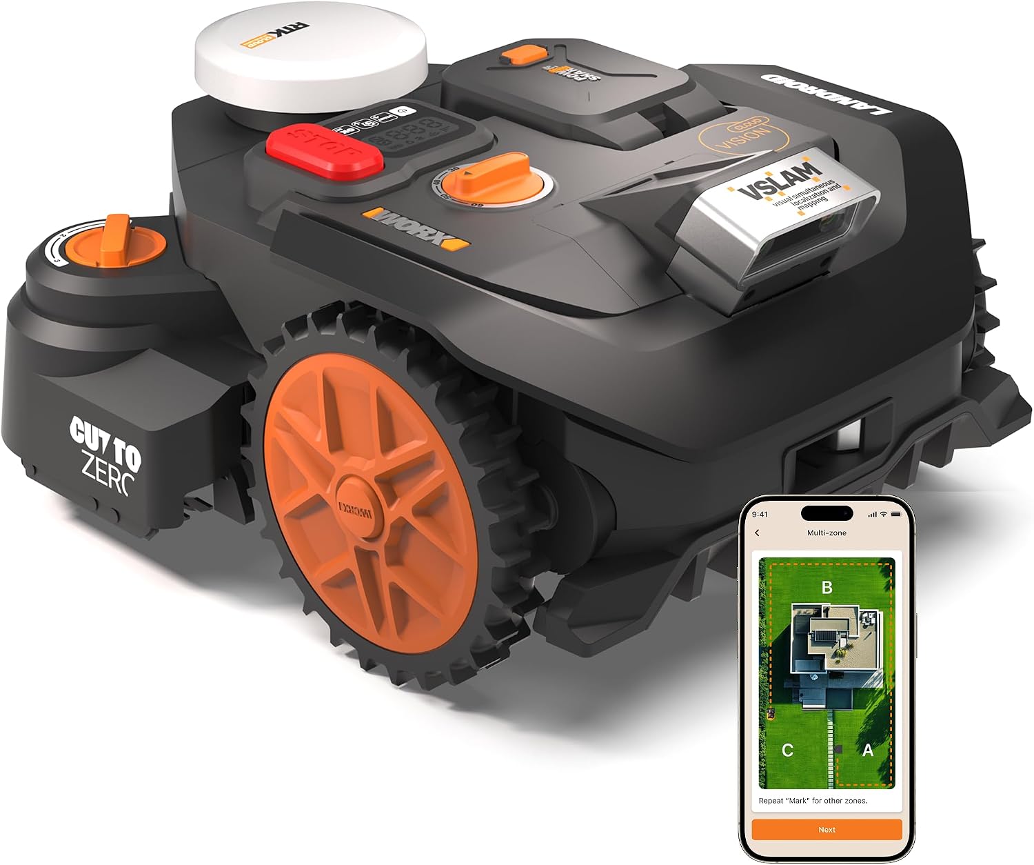 Robot tagliaerba WORX WR306E 2WD, Vision Cloud, robot rasaerba senza filo perimetrale