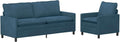 Divano ULUYYUC, Set di 2 divani in velluto blu, moderno set da divano a 3 posti e poltrona, struttura in metallo stabile e cuscini a doppio