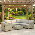 Divano DecHome, da Giardino Esterno Set Mobili Divano Angolare 1 Poltrona e Tavolino con Cuscini in Rattan Pe Beige