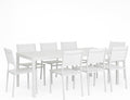 Set tavolo e sedie Totò Piccinni, Allungabile in alluminio rettangolare ideale per giardino con piano a doghe dal design moderno Bianco