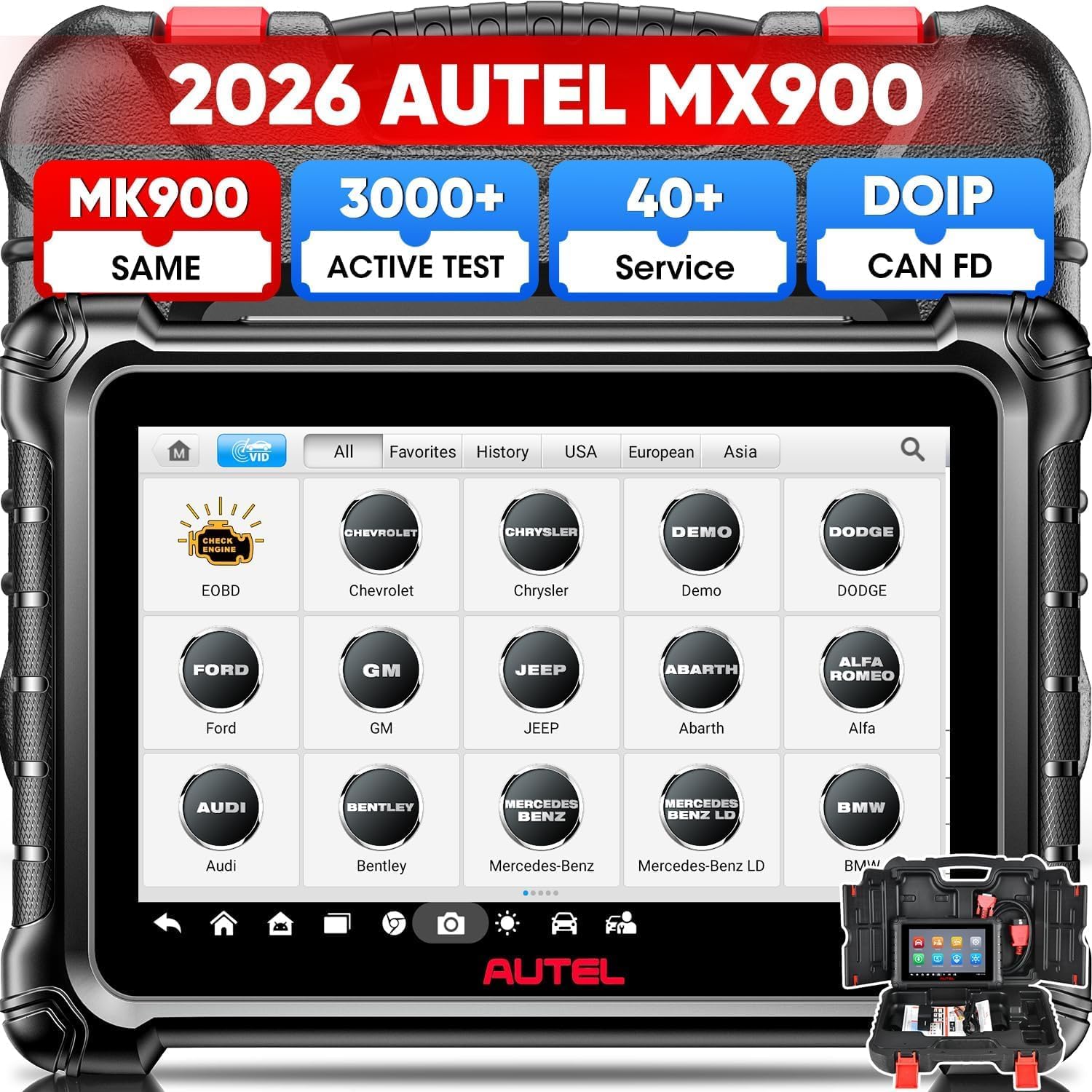 Scanner diagnostico OBD2 Autel MX900 11OS, MaxiCheck Diagnosi Auto, 2026 Scanner Bidirezionale con 3000+ Test Attivi, DoIP&CANFD, 40+ Servizi
