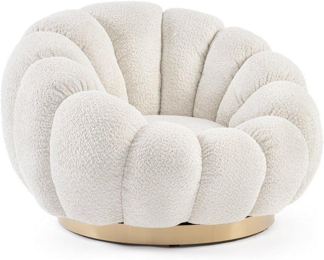 Poltrona KONTE.DESIGN, in tessuto effetto bouclé naturale