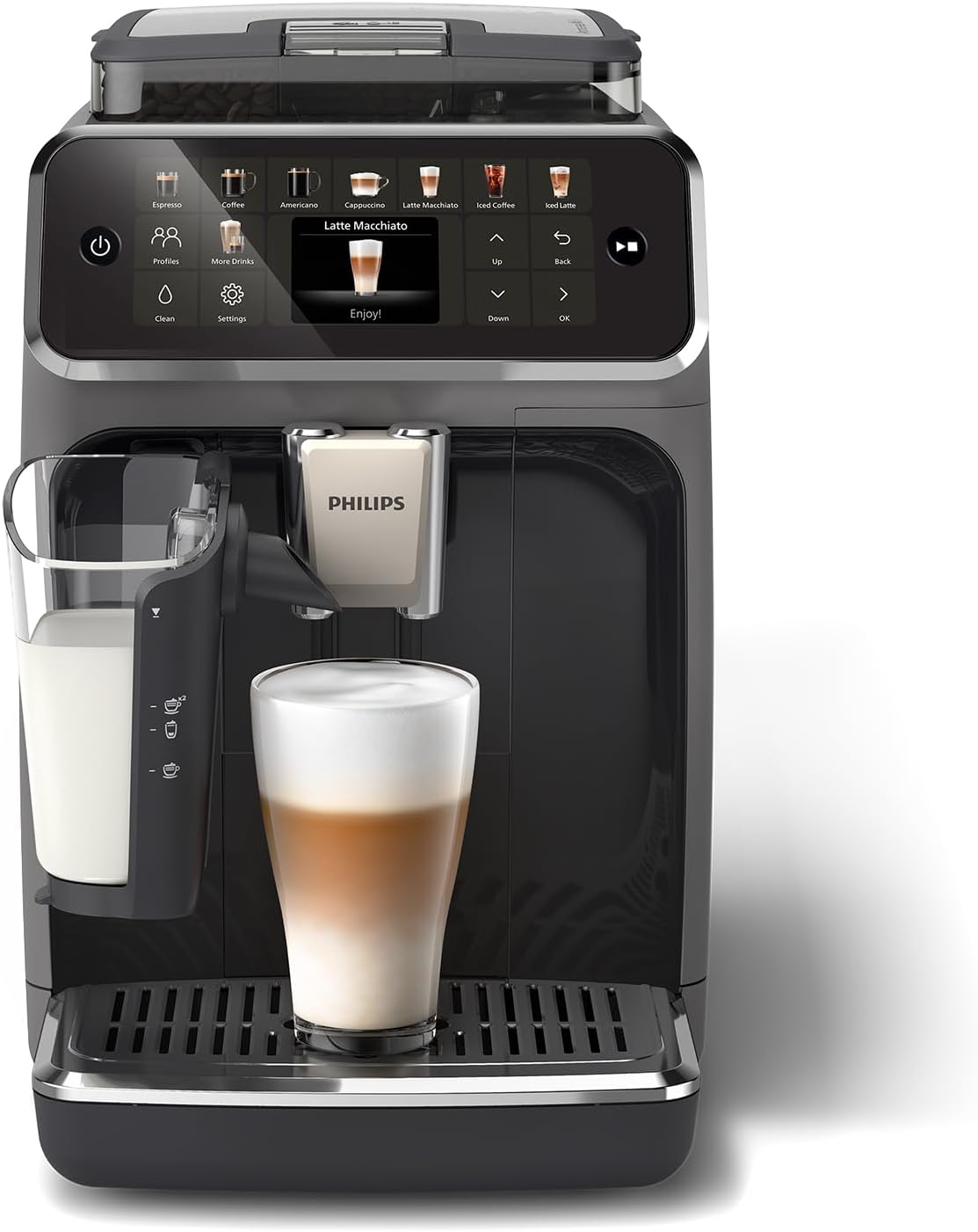 PHILIPS macchina da caffè automatica, 20 bevande, Caraffa LatteGo