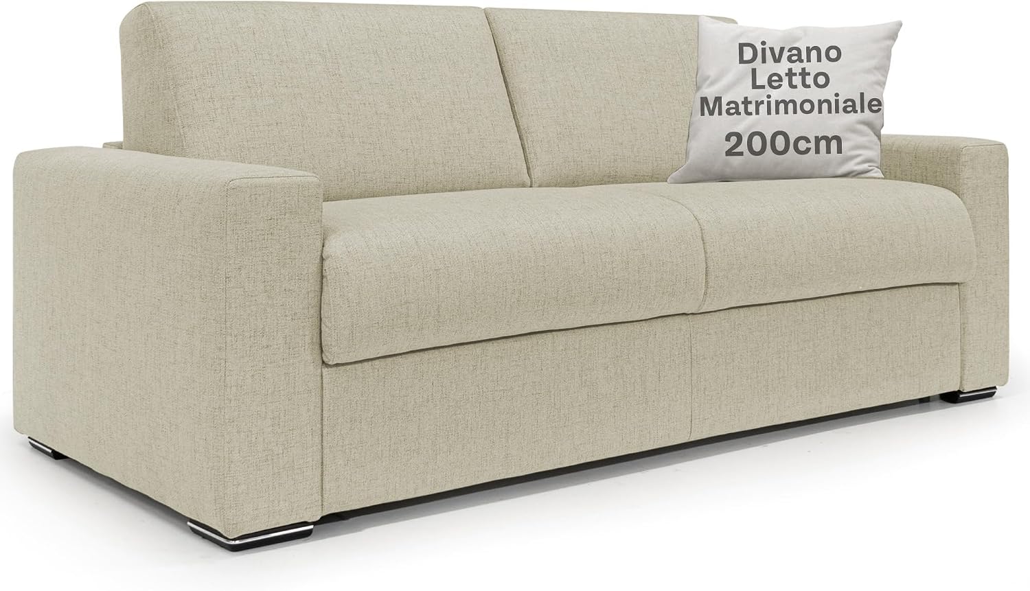 Divano Divani.Store H20, Letto Matrimoniale 200 cm in Tessuto Impermeabile, Materasso 140x197 cm e H20 cm, Artigianale Beige