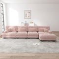 Divano Rvjiahe, set di divani a forma di L, per soggiorno, comodi divani cloud con pouf mobile, combinazione fai da te (rosa+4 posti)