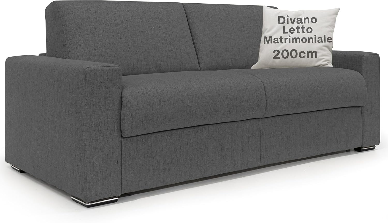Divano Divani.Store H20, Letto Matrimoniale 200 cm in Tessuto Impermeabile, Materasso 140x197 cm e H20 cm, Artigianale Antracite