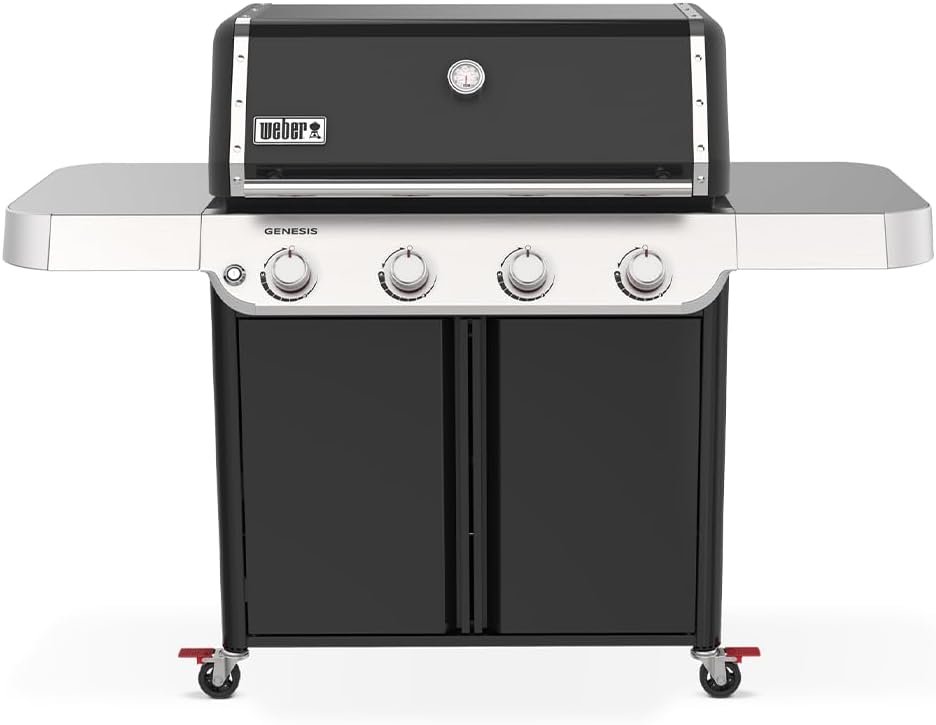 Barbecue a gas naturale Weber E-415, 4 bruciatori PUREBLU, Dimensioni: 122 x 69 x 164 cm, Potenza: 14 kW