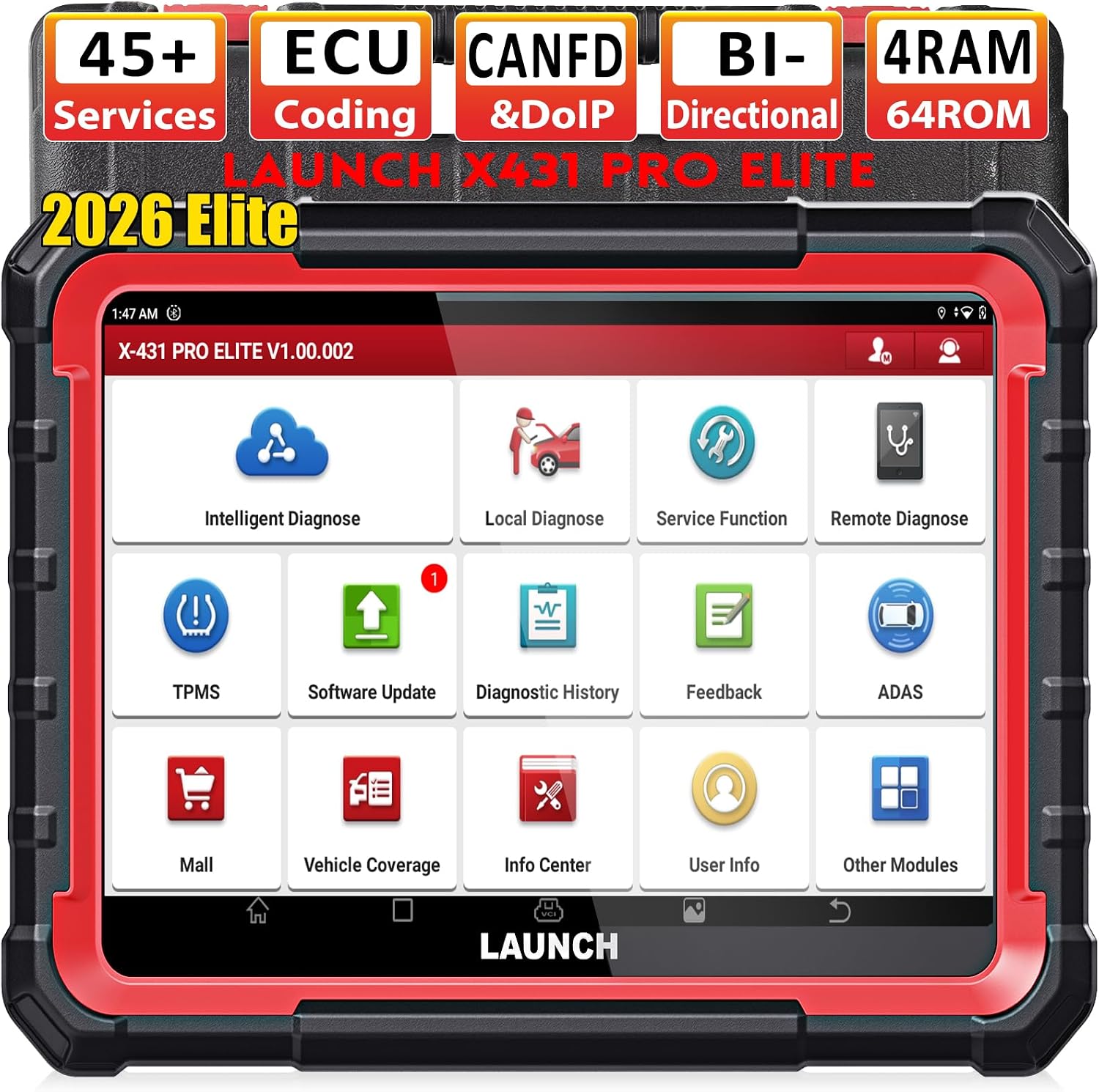 Scanner diagnostico OBD2 LAUNCH X431 OBD2, PRO Elite Auto Diagnostica, Bi-direzionale, Codifica ECU