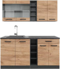 Moduli componibili Vicco, Cucina completa R-Line, Rovere dorato/antracite