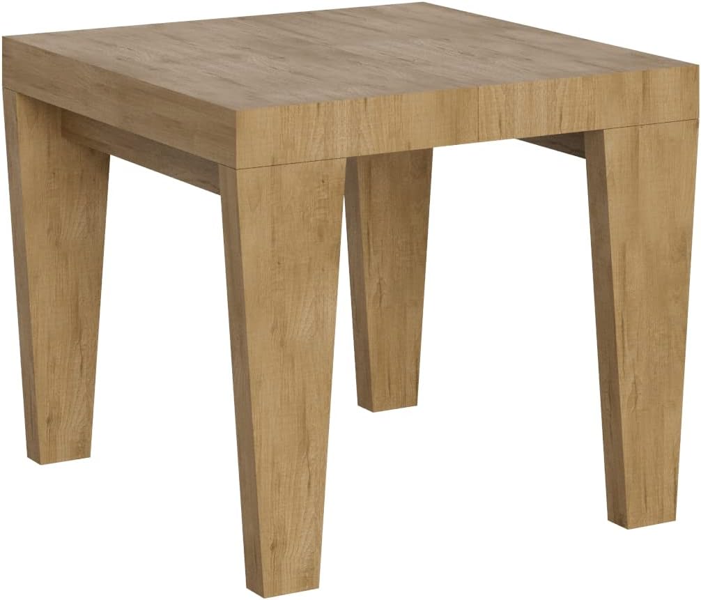 Tavolo da pranzo Itamoby, Tavolo Spimbo Allungabile Quercia Natura 90x90 allungato 246