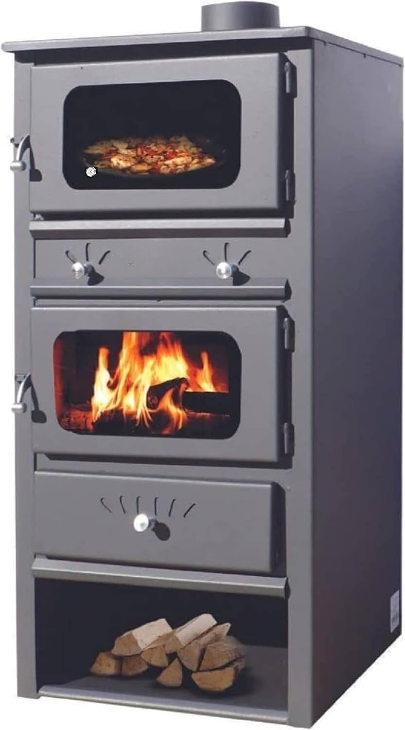 Forni caminetto Megashopitalia 11-14KW, con Forno in Acciaio 11-14 kW Ischia Con Termometro e Regolazione Aria Primaria e Secondaria