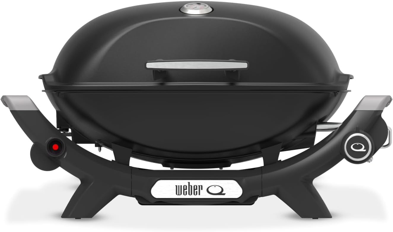 Barbecue a gas Weber Q2100N, superficie della griglia 53 x 38 cm, Barbecue portatile, 1 bruciatore, coperchio alto, griglia a 2 sezioni in ghisa