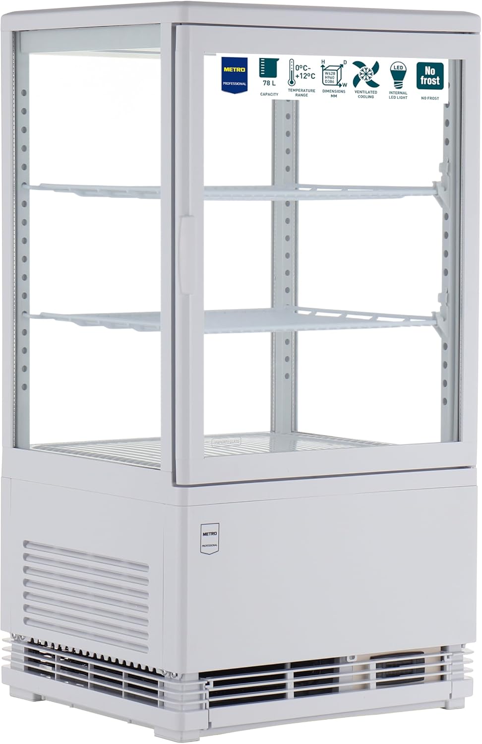 Vetrina refrigerata METRO Professional GGC2058, 42,8 x 38,6 x 81 cm, 2 ripiani regolabili, illuminazione a LED