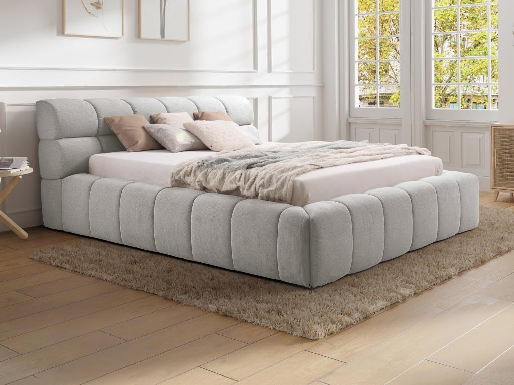 Letto Vente-unique, Pascal morabito, con contenitore 180 x 200 cm Tessuto Grigio