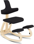 Sedie da scrivania Varier, Thatsit Naturale/Nero Sedia Ergonomica Kneeling Regolabile con Schienale e Struttura in Faggio per Postura Attiva