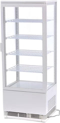 Vetrina refrigerata Générique, 4 lati vetrati, Freddo ventilato, Temperatura 0/+12°C, Illuminazione a LED, Disponibile in bianco o nero, pasticcer