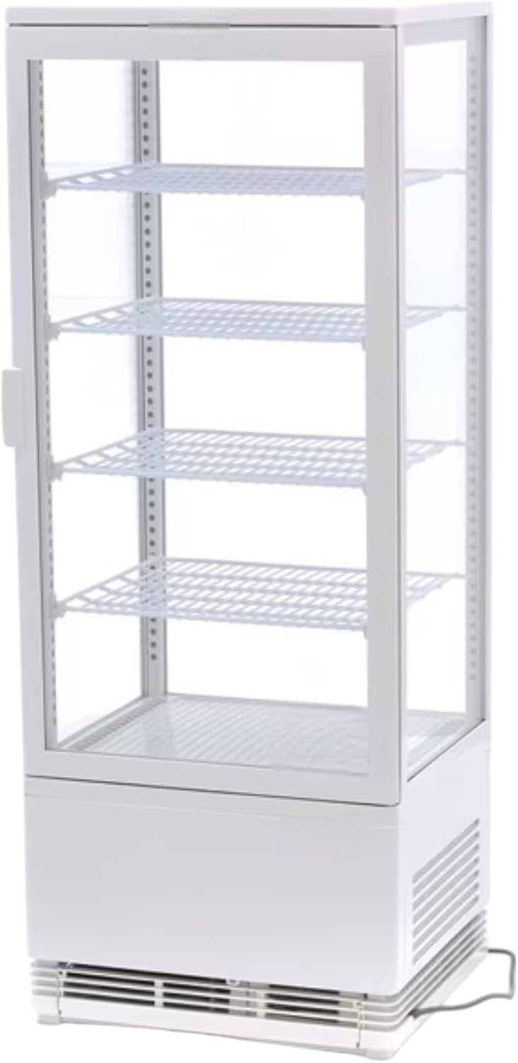Vetrina refrigerata Générique, 4 lati vetrati, Freddo ventilato, Temperatura 0/+12°C, Illuminazione a LED, Disponibile in bianco o nero, pasticcer