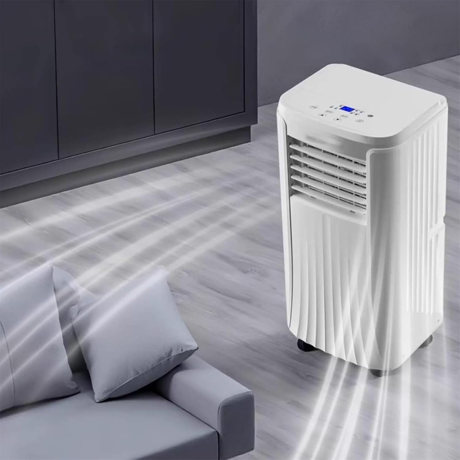 Condizionatore portatile CYMYYDS 28M2, Portatile 12000 BTU 4-in-1 Deumidificazione, Raffreddamento, 2 Velocità Di Ventilazione, Telecomando